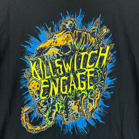 Killswitch Engage Band Tee Mens XL Black Y2K Necro Metal Scull Scorpion Graphic - Picture 2 of 7
